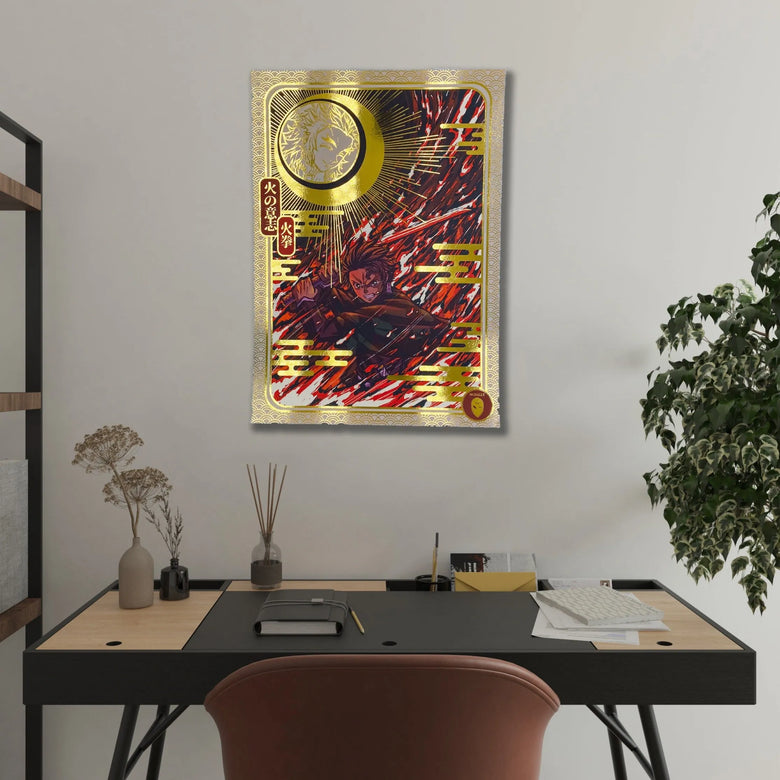 "Hiken" - Plaque métallique Gold 60x40cm