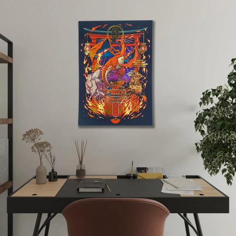 "Infinite Fire" - Plaque métallique Gold 60x40cm