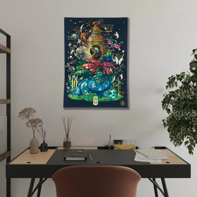 "Secret forest" - Plaque métallique Gold 60x40cm