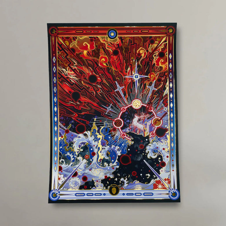 "Red Storm" - Plaque métallique Gold 60x40cm