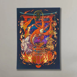 "Infinite Fire" - Plaque métallique Gold 60x40cm