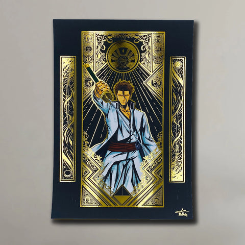 "King Butterfly" - Plaque métallique Gold 60x40cm