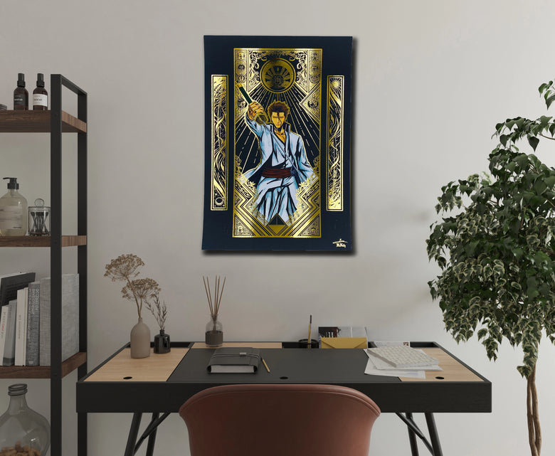 "King Butterfly" - Plaque métallique Gold 60x40cm