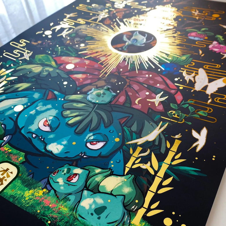 "Secret forest" - Plaque métallique Gold 60x40cm