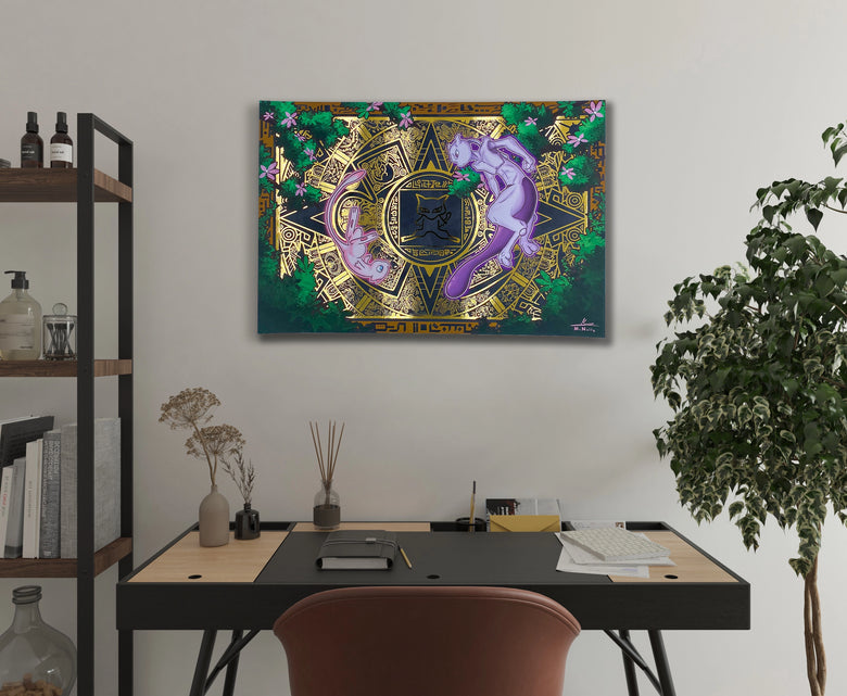 "Lost temple" - Plaque métallique Gold 60x40cm