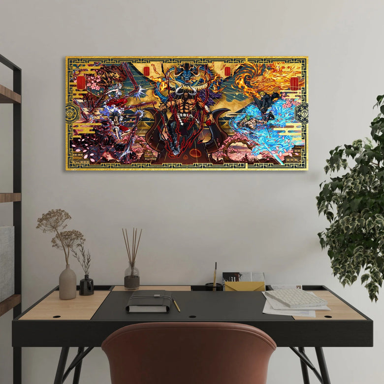 "Kabuki" - Plaque métallique Gold 90x42cm
