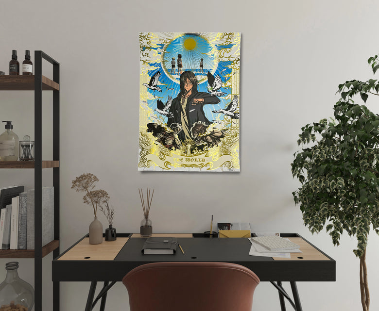 "The world" - Plaque métallique Gold 60x40cm